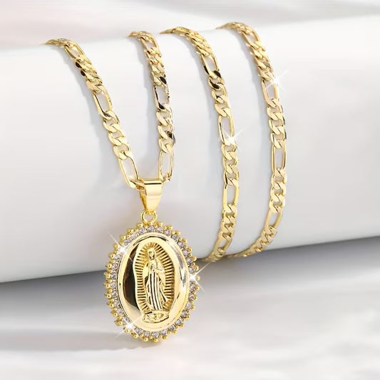 🔥Colgante de la Virgen María en acero inoxidable color dorado