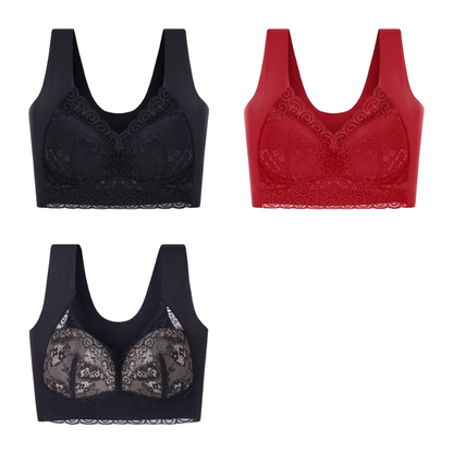 【3 kusů】💗 Ultra pohodlná podprsenka velké velikosti pro ženy - tvaruje velká prsa, boční opora, nesvírá, korekce prověšení, bezešvá, tenký střih💥【40-110 kg】