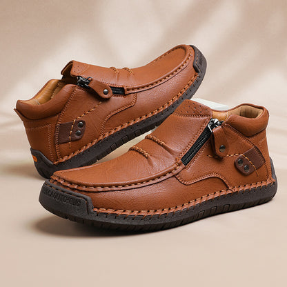 👞【38-48】Ανδρικές μπότες οδήγησης, από δέρμα υψηλής ποιότητας, χειροποίητες, χωρίς ολίσθηση - φαρδιά δάχτυλα, στήριξη στην καμάρα