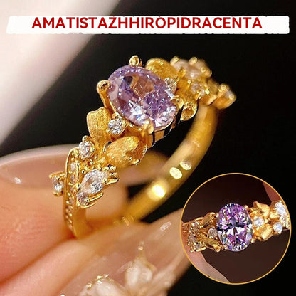 🌸💍Povoljni prsten od cvijeta Bauhinia za žene: luksuzan prsten s ljubičastim dijamantima-4177974