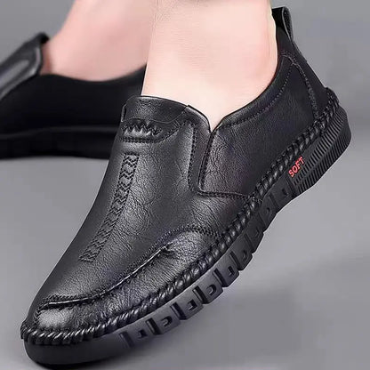 👞【39–44】Nové pánské kožené ležérní boty s měkkou podrážkou – protiskluzové – prodyšné