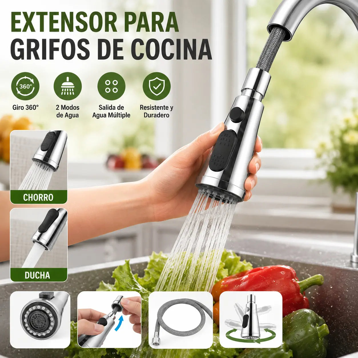 Extensor Giratorio para Grifo de Cocina 360° 🚰✨
