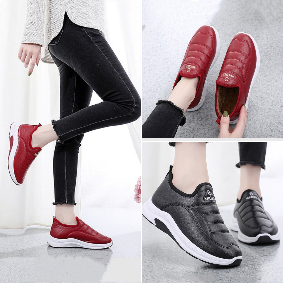 【36-41】 Ploché teplé nepromokavé a hřejivé bavlněné boty