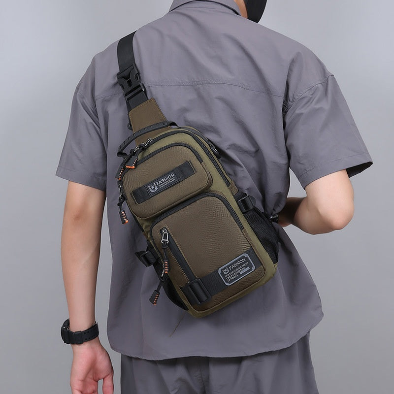 Bolso de pecho para hombre, bolso de hombro de gran capacidad con múltiples bolsillos.