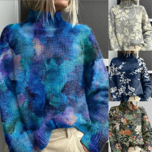 【M-5XL】👍🌺Nový silný potištěný ležérní svetr s kapucí