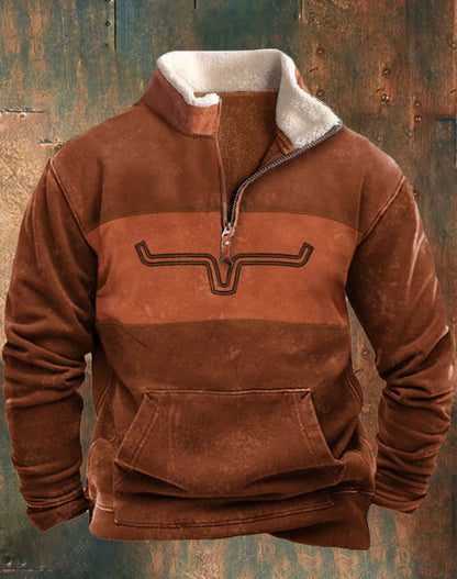 【S-4XL】2025 Есенно-зимен мъжки моден, топъл пуловер с дълъг ръкав и 3D щампа