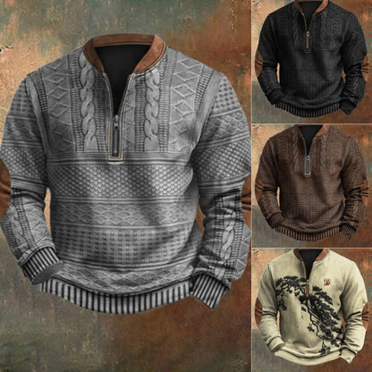 【S-5XL】 Nová pánská podzimní a zimní mikina s průsvitným zipem s potiskem-4113340