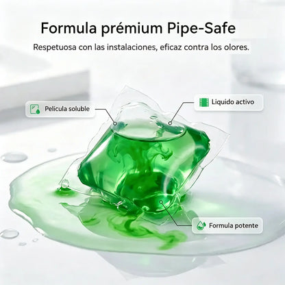 ✨2 paquetes (100 comprimidos) 👍Cápsulas solubles en agua para eliminar olores de desagües: la solución perfecta para prevenir la propagación de olores en baños y cocinas.