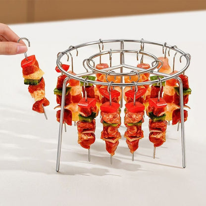 Parrilla para brochetas desmontable, parrilla colgante redonda de acero inoxidable para barbacoa