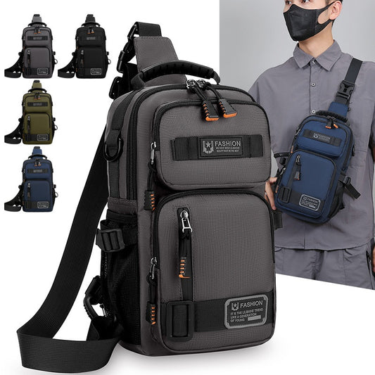 Bolso de pecho para hombre, bolso de hombro de gran capacidad con múltiples bolsillos.