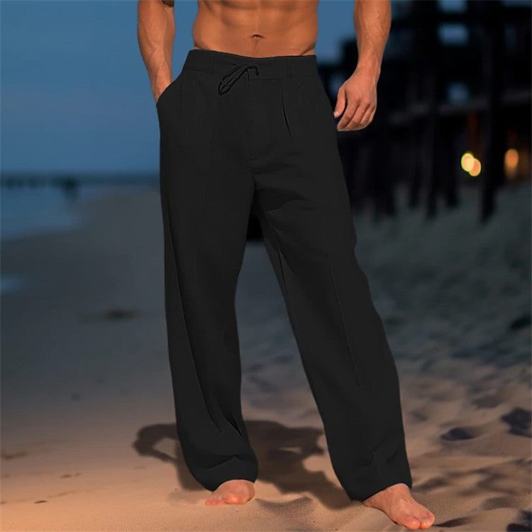 🏖️👖【– 50% de descuento 🔥】【S–3XL】😍 Pantalones holgados de lino para hombre en tallas grandes, cómodos y transpirables.