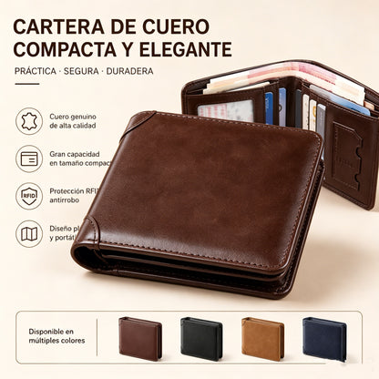 🐂✨ Nueva cartera de cuero genuino para hombre con sistema antirrobo