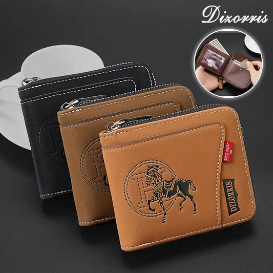 🔥🔥【50%OFF】Nueva y elegante cartera corta con cremallera de estilo retro para hombre.-4332348