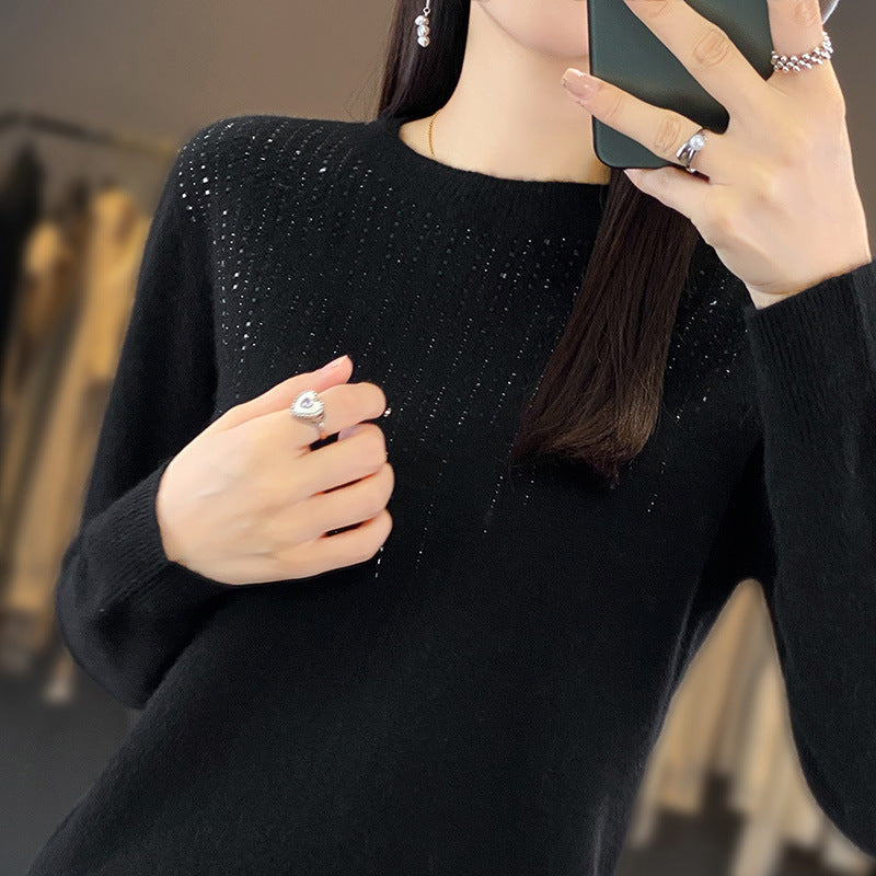 🔥🍁【Jesienna nowość】【S-2XL】✨🌷Wysokiej jakości, modny i elegancki damski aksamitny kardigan z okrągłym dekoltem i biżuterią