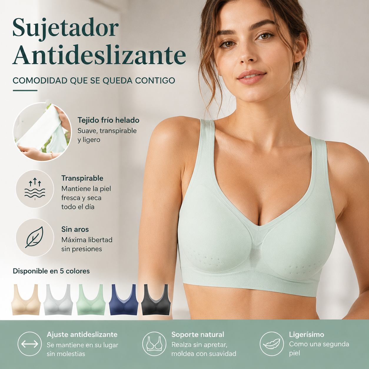【Oferta por tiempo limitado】🌸【40-120 kg】2026, sujetador push-up de seda helada sin costuras
