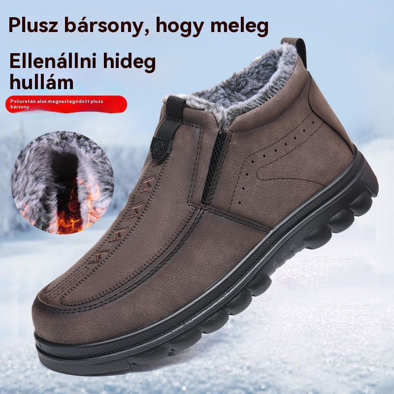 Férfi téli meleg cipő mindennapi használatra, kerek csúcsú, meleg és kényelmes - 4185813