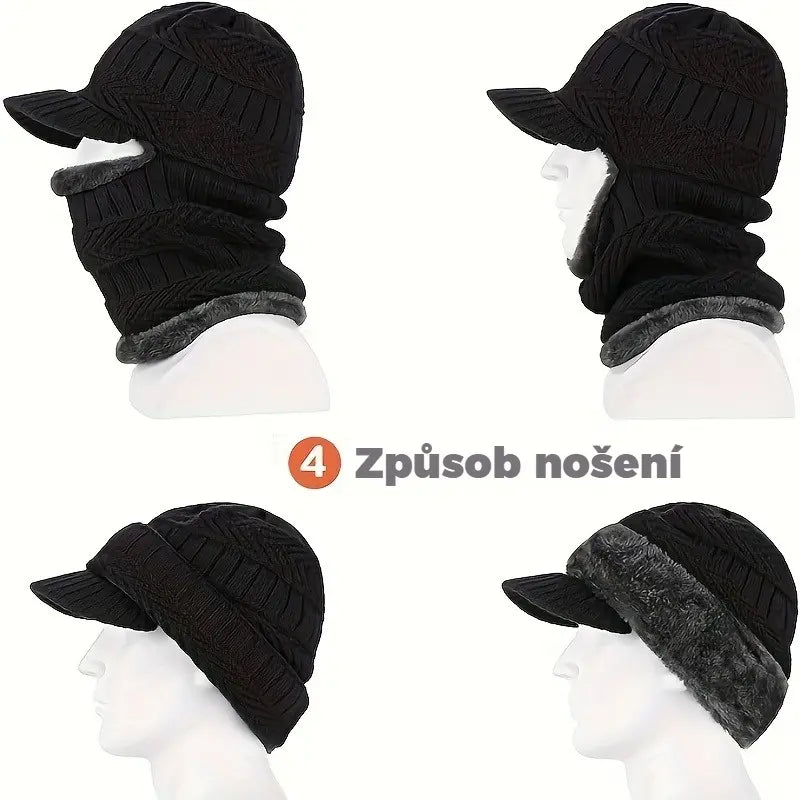 🎉Hotový prodej🎉: Jednodílná vlněná čepice, větruodolná a teplá, ideální pro outdoorové aktivity