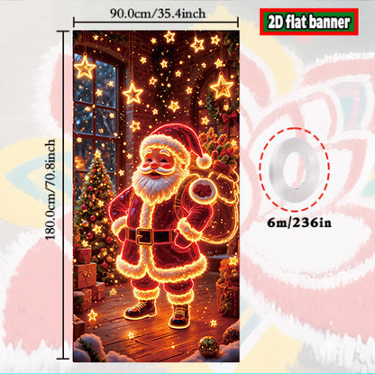 🎄🎁Fluorescencyjny baner świąteczny UV na drzwi/tło/dekorację na imprezę świąteczną/ozdobę świąteczną do powieszenia-4163574