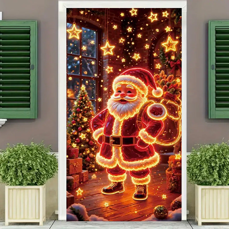 🎄🎁Fluorescencyjny baner świąteczny UV na drzwi/tło/dekorację na imprezę świąteczną/ozdobę świąteczną do powieszenia-4163574