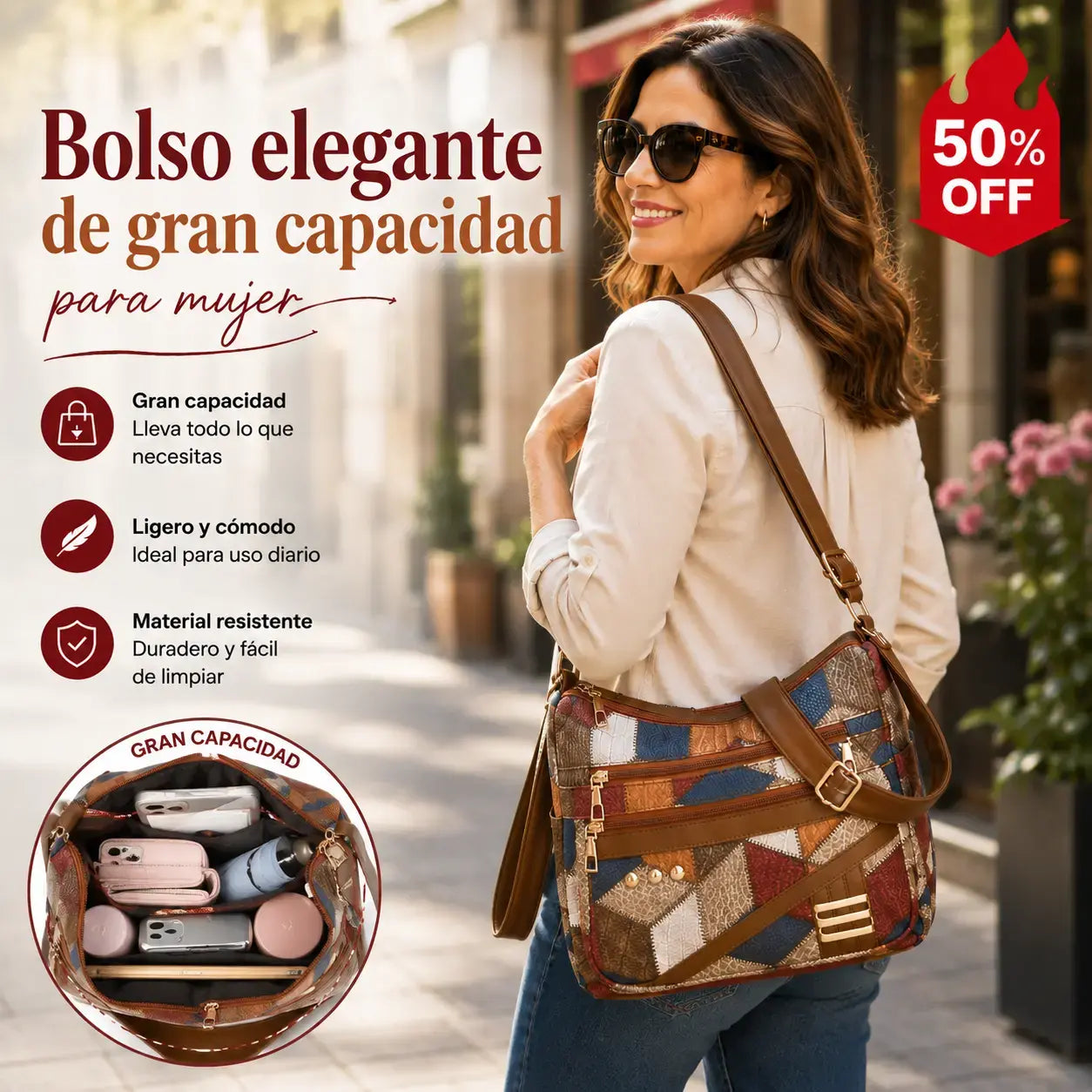 👜Bolso de hombro a juego de color de cuero suave de PU de nueva moda