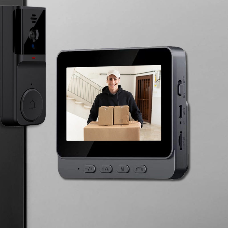 🔥Vezeték nélküli kapucsengő kamera: 1080P, 170°-os látószög, 4,3 hüvelykes képernyő, IPX65 kültéri vízállóság, éjjellátó - 4203057