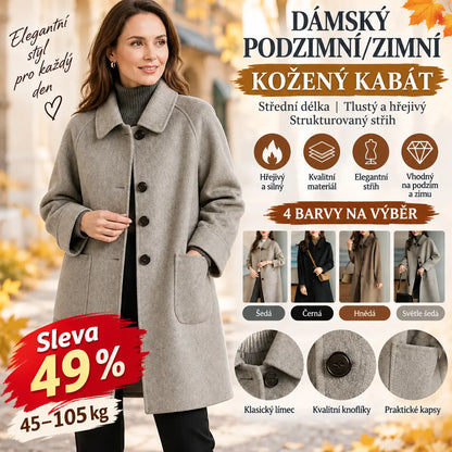 🔥 Sleva 49 % 🔥【45–105 kg】Nový tlustý kožený kabát na podzim/zimu 2026 – střední délka, strukturovaný střih