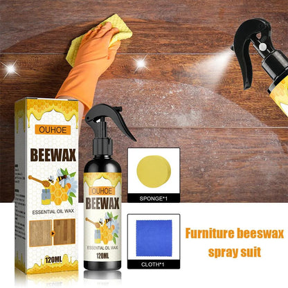🔥【120 ml + esponja + paño】Spray de cera de abeja natural micromolecular para el cuidado de muebles, mantenimiento y pulido de suelos.