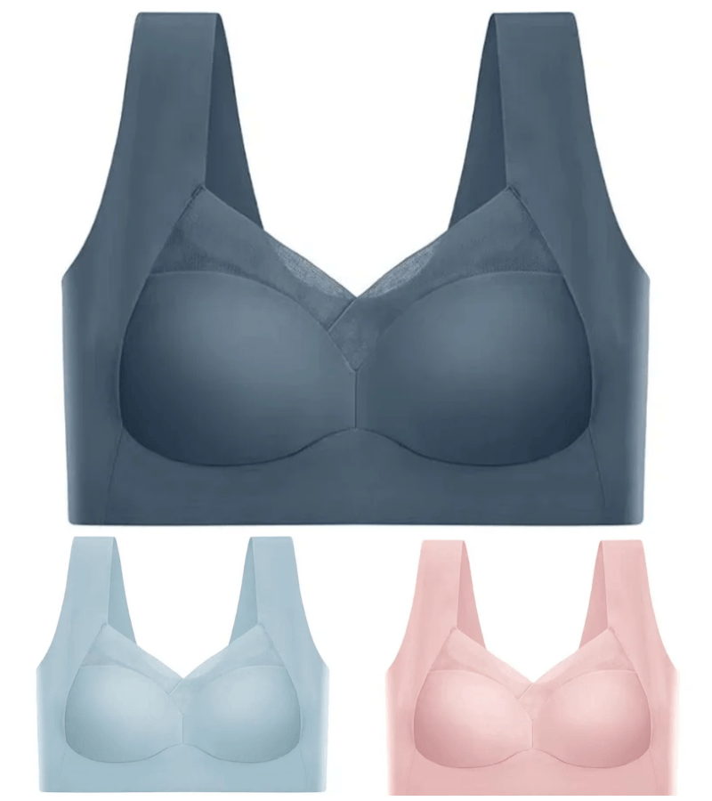 💖【Juego de 3 piezas】✨Sujetador push-up sin costuras de seda helada para mayor comodidad
