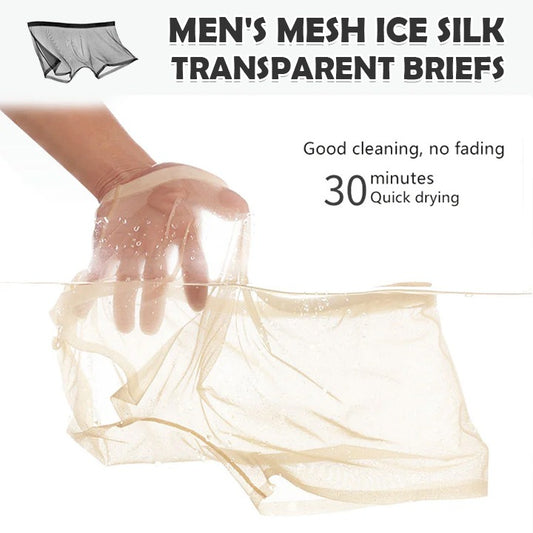 【4 piezas】 Bóxers finos de seda de malla de hielo, transpirables, sexy