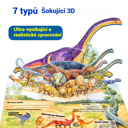 🦖Řv! Řv! Vyskakovací kniha o dinosaurech. 3D otočná kniha. Zábavná encyklopedie dinosaurů.