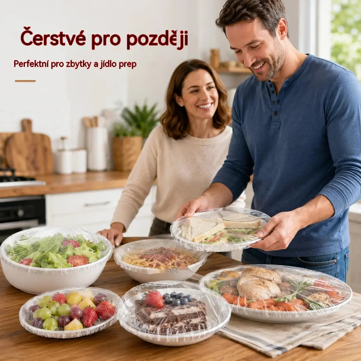 【200 kusů】Průhledná jednorázová fólie, ideální na nádoby a potraviny. Dokonale přilne, dobře utěsňuje a snadno se používá.