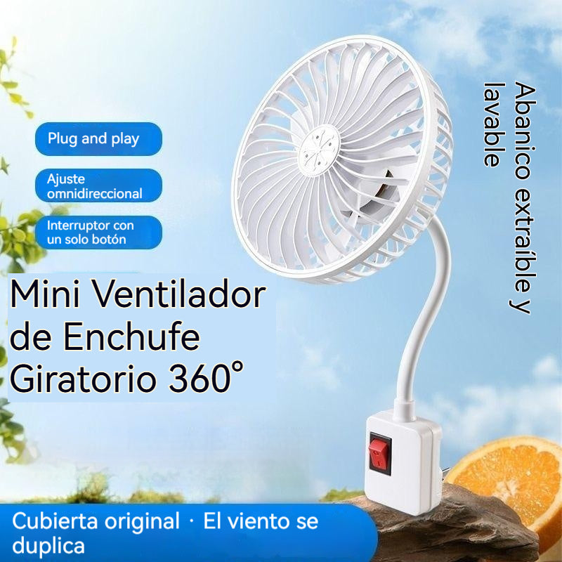 Compra 1 y recibe 1 gratis 🌟¡Dos por solo 32 euros!🔌💨 Mini Ventilador de Enchufe Giratorio 360° – Frescura Potente para Cocina, Baño, Dormitorio y Oficina