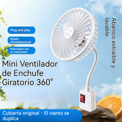 Compra 1 y recibe 1 gratis 🌟¡Dos por solo 32 euros!🔌💨 Mini Ventilador de Enchufe Giratorio 360° – Frescura Potente para Cocina, Baño, Dormitorio y Oficina