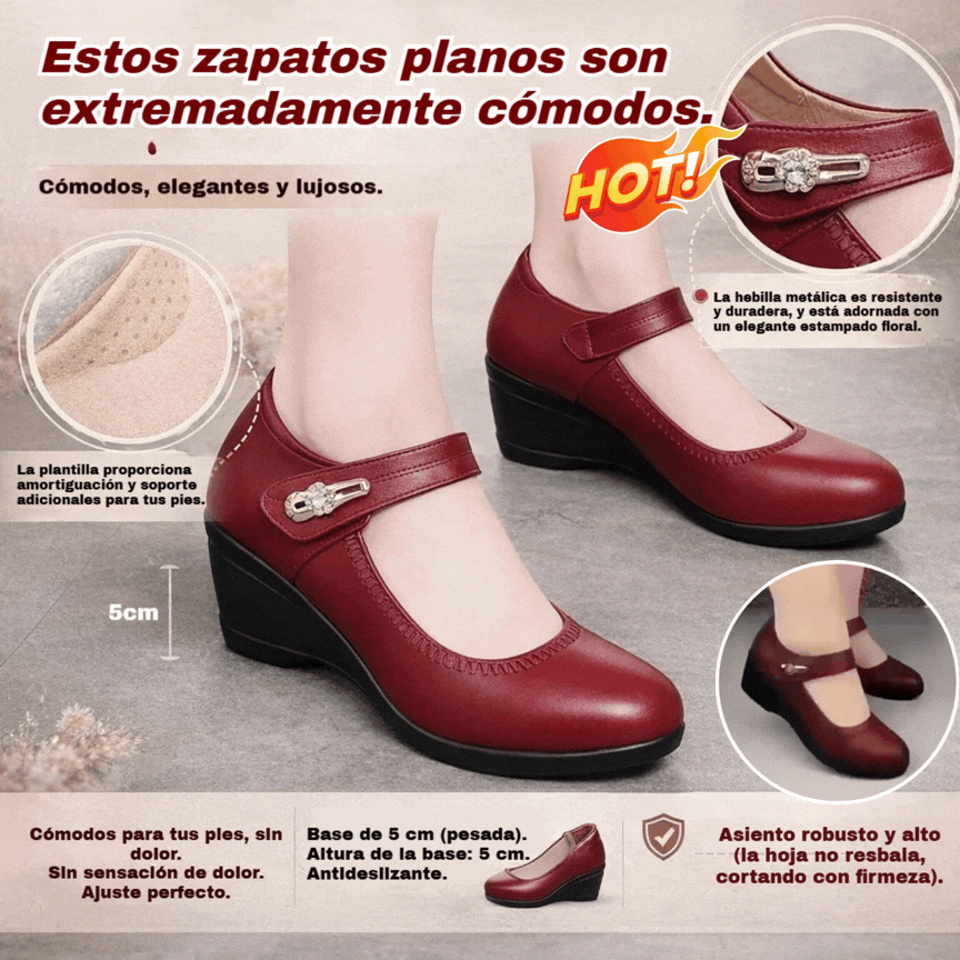 30%OFF🏆👡【35-41】Zapatos de piel suave con suela blanda y tacón de cuña antideslizantes para madres