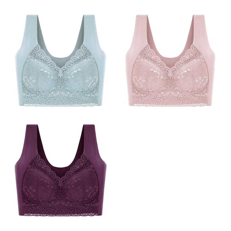 【3 kusů】💗 Ultra pohodlná podprsenka velké velikosti pro ženy - tvaruje velká prsa, boční opora, nesvírá, korekce prověšení, bezešvá, tenký střih💥【40-110 kg】