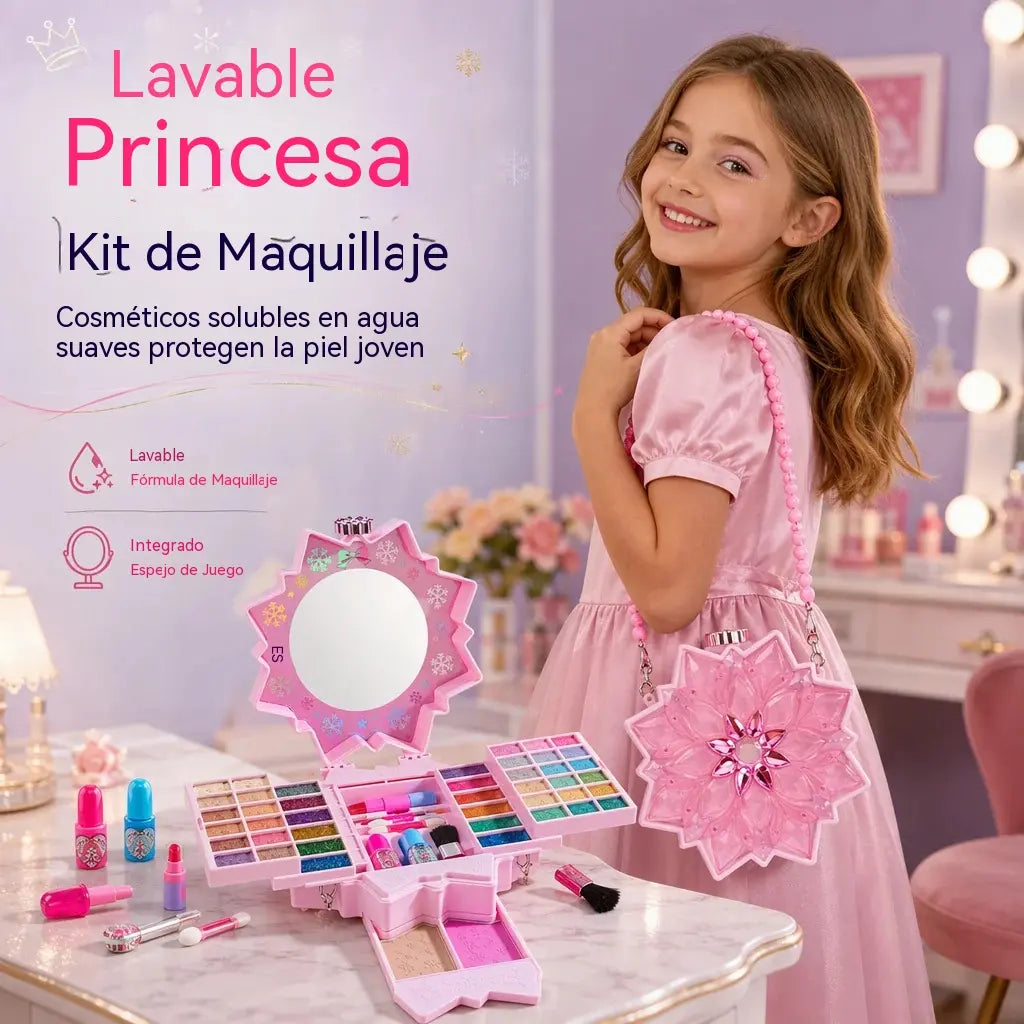 💄 ¡Oferta por tiempo limitado: 49% de descuento! ✨ Set de maquillaje de princesa lavable: juguete de simulación de maquillaje seguro y no tóxico para niños 👸