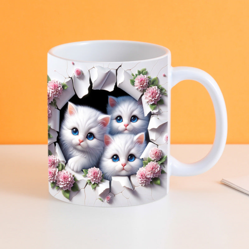 🎁 Kreativní hrnek na kávu s kočkou, vynikající dárek