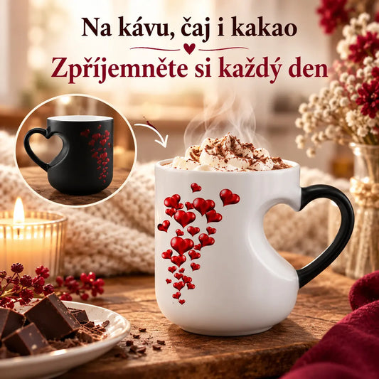 📢📢50% sleva!!! ⏰Romantický keramický hrnek ve tvaru srdce (barva se mění zahřátím)💝✨