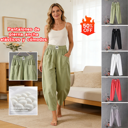 🌿🌈【Oferta por tiempo limitado】【M-4XL】Nuevos pantalones de pierna ancha para mujer, nuevos de la colección primavera 2026. Pantalones casuales cómodos.