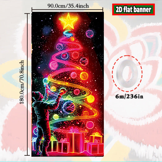 🎄🎁Fluorescencyjny baner świąteczny UV na drzwi/tło/dekorację na imprezę świąteczną/ozdobę świąteczną do powieszenia-4163574