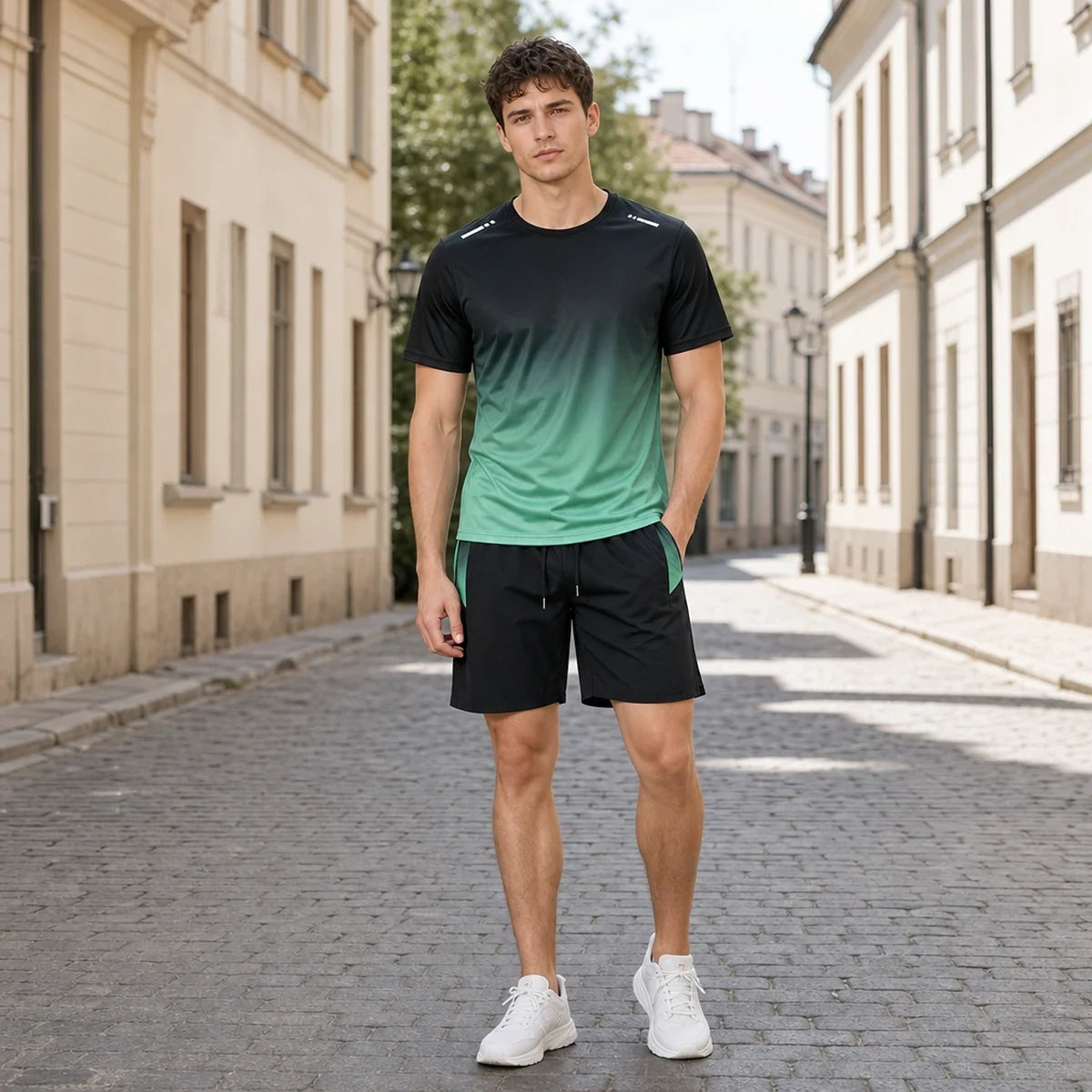 🔥✨【50% de descuento🔥】Chándal de verano de dos piezas para hombre: cómoda camiseta de manga corta y pantalones cortos.