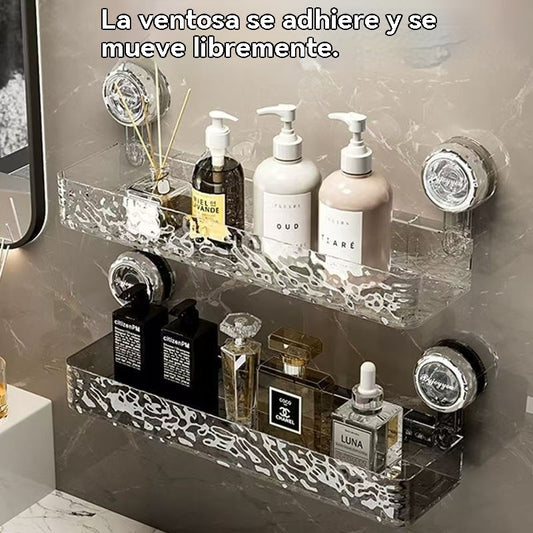 🍽️🧺🔥Compra uno y llévate otro gratis🔥 Estante de almacenamiento con ventosa sin perforaciones, elegante estante de drenaje ondulado, adecuado para cocina y baño