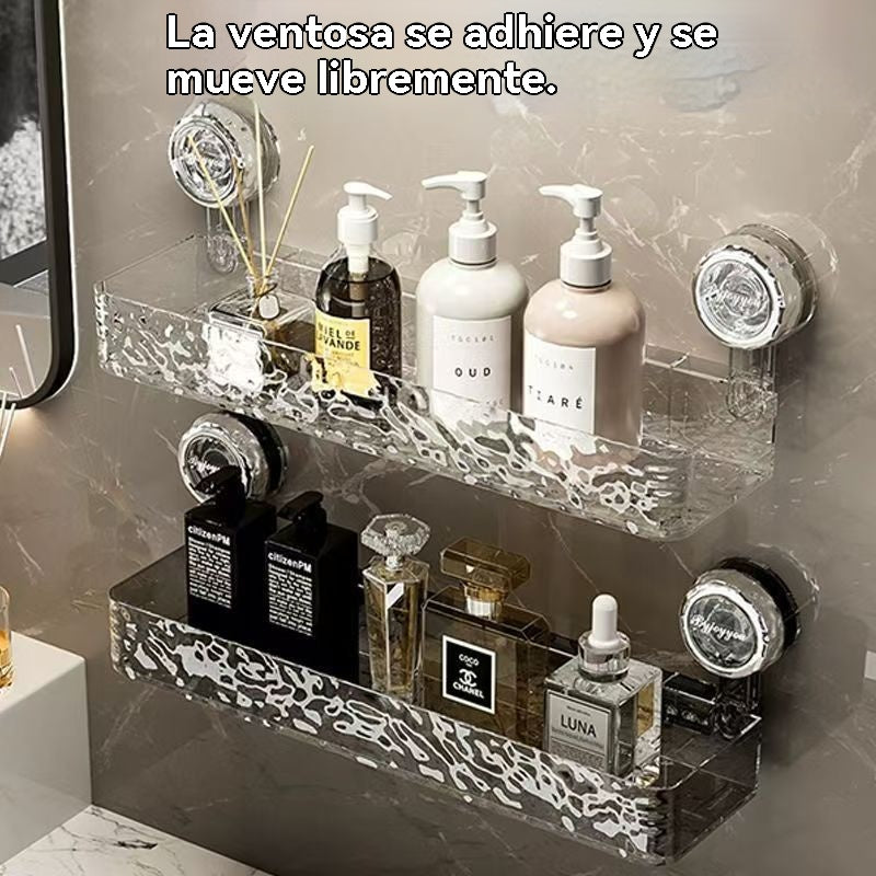 🍽️🧺🔥Compra uno y llévate otro gratis🔥 Estante de almacenamiento con ventosa sin perforaciones, elegante estante de drenaje ondulado, adecuado para cocina y baño