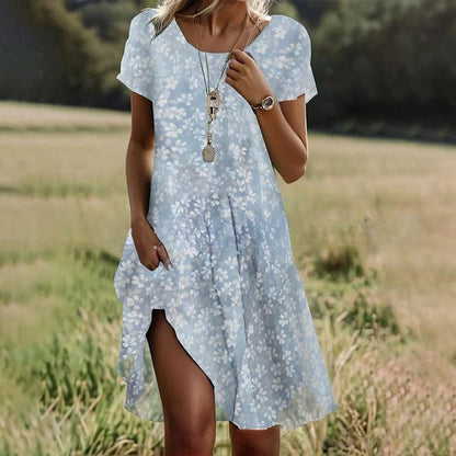 🛒📣【Ostatni dzień promocji】💖【S-3XL】👗2026 nowa sukienka na co dzień z okrągłym dekoltem i nadrukiem na wiosnę i lato