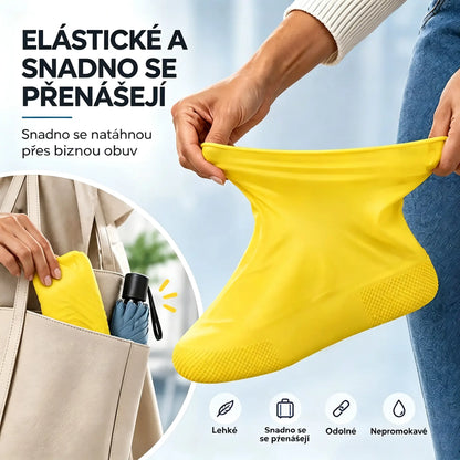 【2 kusy 520 Kč】Chraňte své tenisky před promočením! Odolné nepromokavé návleky na boty: protiskluzové a skladné – snadno je sbalíte do tašky 🌧️