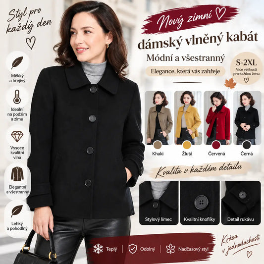 💕【S-2XL】 Nový zimní ležérní dámský vlněný kabát, módní a všestranný