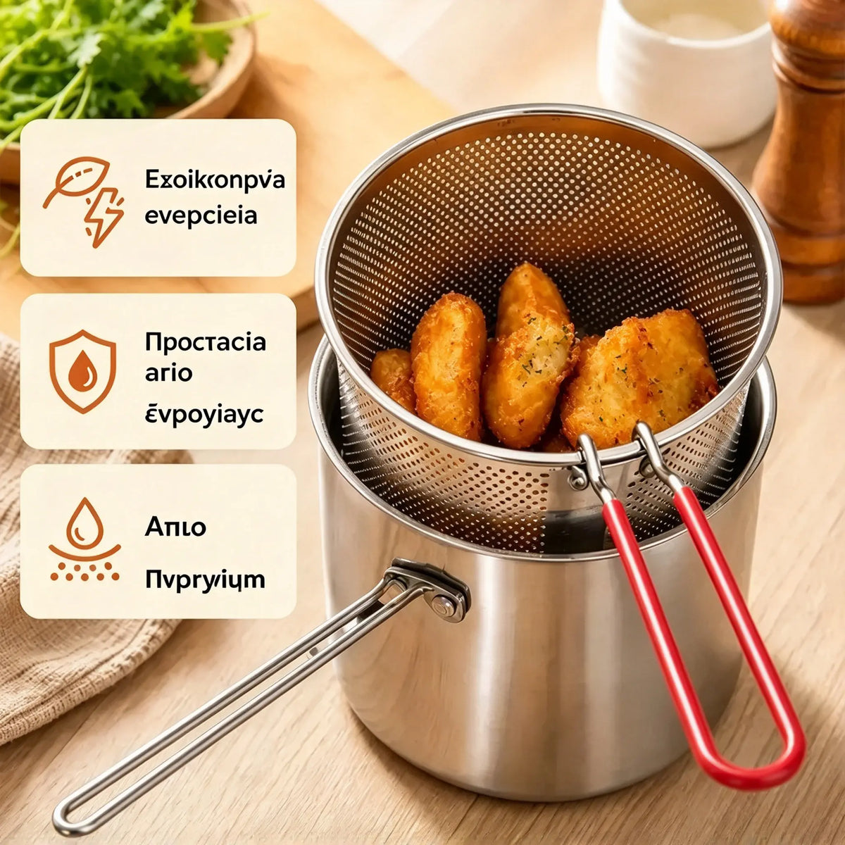 🔥 Τελευταία μέρα! Μισή τιμή! | Πολυλειτουργική φριτέζα από ανοξείδωτο ατσάλι 304 | Απλό, γρήγορο και ξέγνοιαστο μαγείρεμα 🍳