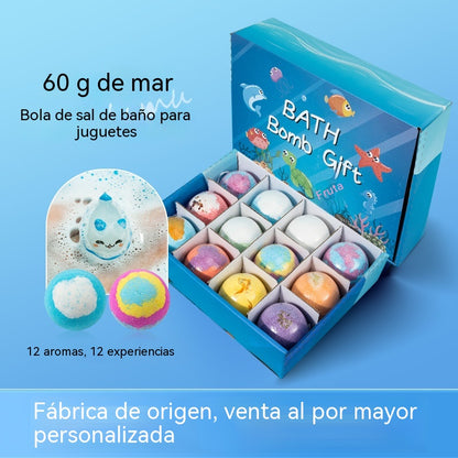 【12 kusů 40 eur】Sada 12 kuliček koupelové soli ve tvaru mořských živočichů (60 g každá) pro děti.