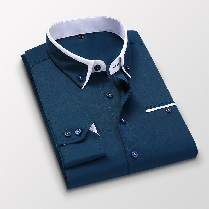 👔【M-5XL】Camisa de negocios de manga larga para hombre de alta calidad, cómoda y elástica_4312738
