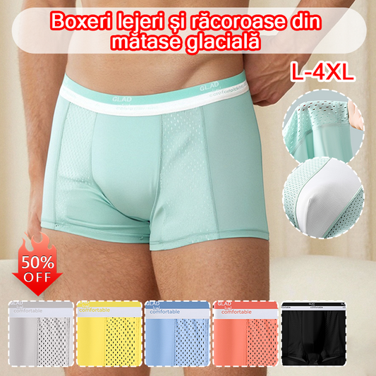 【6 pares de ropa interior】【L-4XL】Calzoncillos bóxer de seda helada transpirables y antibacterianos para hombre [40-140 kg]